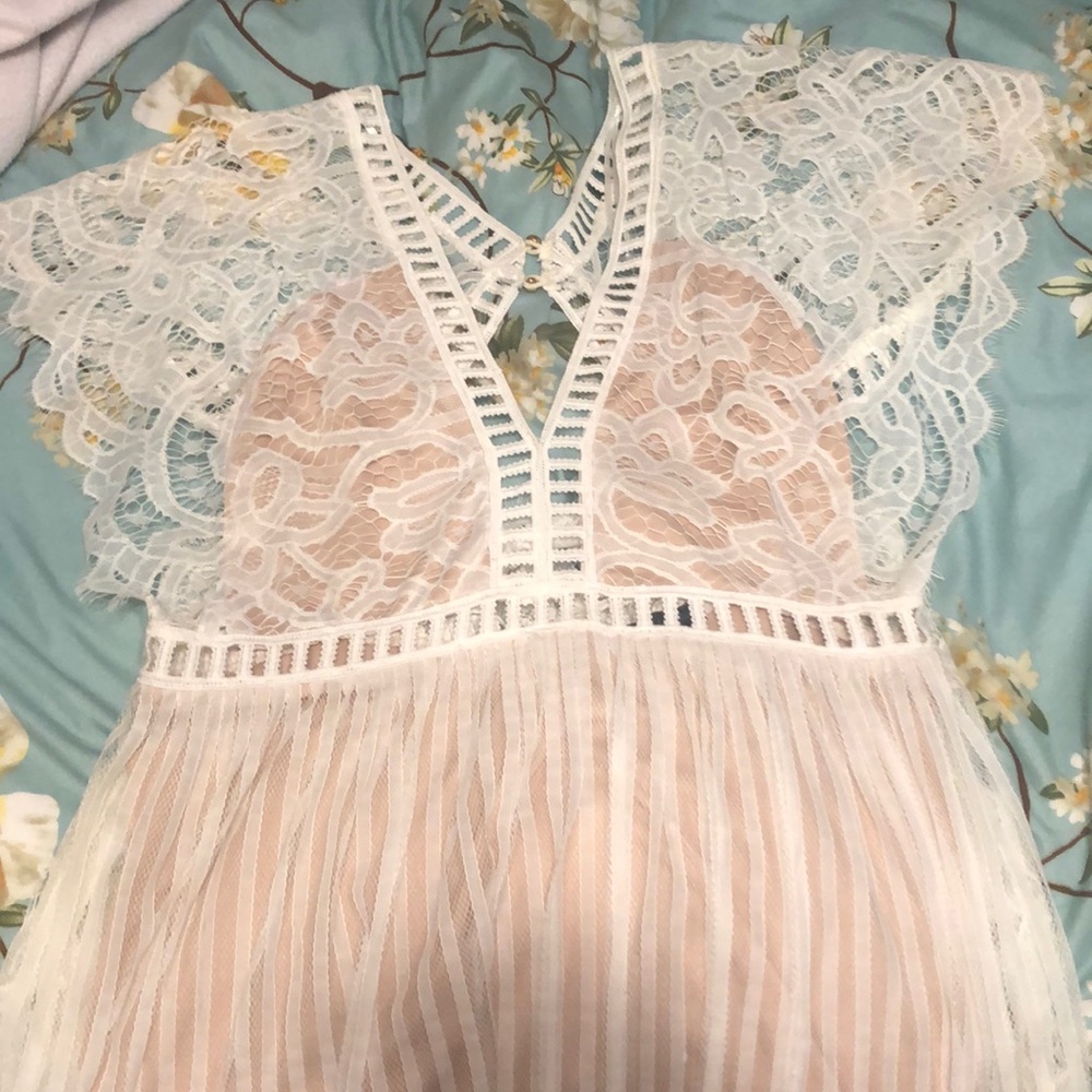 Gorgeous white lace flows dress
